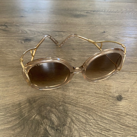 Chloe Gold Frame Sunglasses with Brown Lenses - Picture 3 of 13